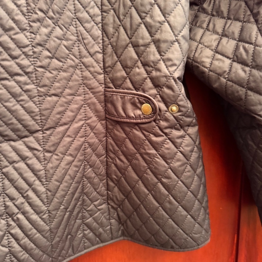 TALBOTS QUILTED Barn JACKET Black snap buttons pockets women’s size XL petite - Picture 7 of 9